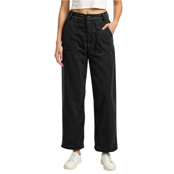 dGslk High Waist Wide Leg Pants for Women Casual Loose Fit Trousers with Pockets Comfortable Straight Leg Design Suitable for Daily Wear Black 2XL