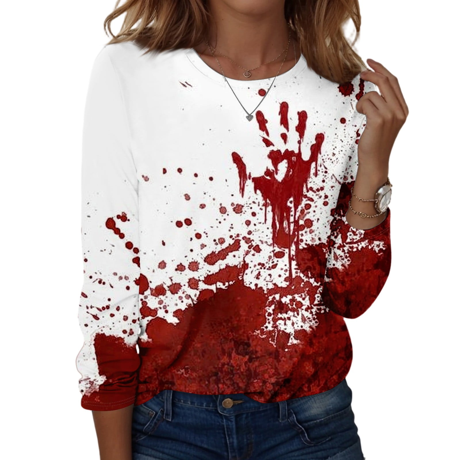 dGslk Long Sleeve Shirts For Women Cute Print Graphic Tees Blouses ...