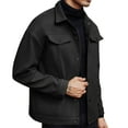 thumbnail image 1 of dGslk Men Casual Button Down Jacket Long Sleeve Lightweight Outerwear Classic Fit Collared Coat for Everyday Wear Work Travel Black 2XL, 1 of 2