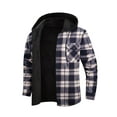 thumbnail image 1 of dGslk Men Hooded Plaid Flannel Shirt Jacket Button Down Long Sleeve Warm Sherpa Lined Outerwear Casual Workwear Dark Blue S, 1 of 2