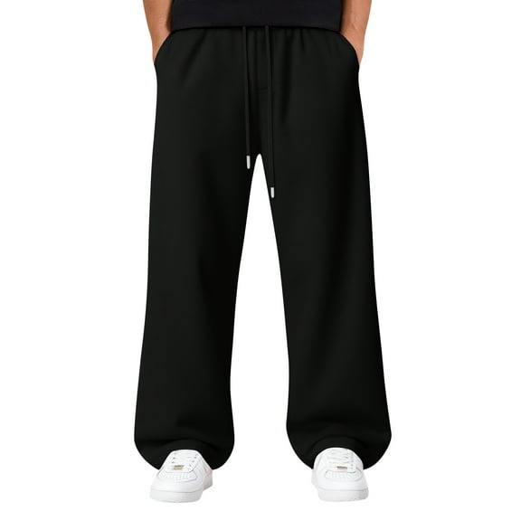 dGslk Men's Baggy Sweatpants Wide Leg Sweat Pants With Pockets Black L