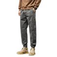 thumbnail image 1 of dGslk Men's Casual Drawstring Jogger Pants Elastic Waist Lightweight Tapered Fit Ankle Cuff Trousers with Pockets Suitable for Daily Wear Dark Gray S, 1 of 2