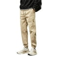 thumbnail image 1 of dGslk Men's Casual Drawstring Jogger Pants Elastic Waist Lightweight Tapered Fit Ankle Cuff Trousers with Pockets Suitable for Daily Wear Khaki XL, 1 of 2