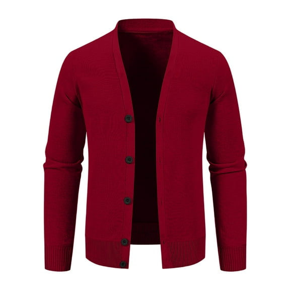 dGslk Men's Classic Knit Cardigan Long Sleeve Button Down V-Neck Lightweight Soft Sweater for Casual Business Wear Wine 3XL