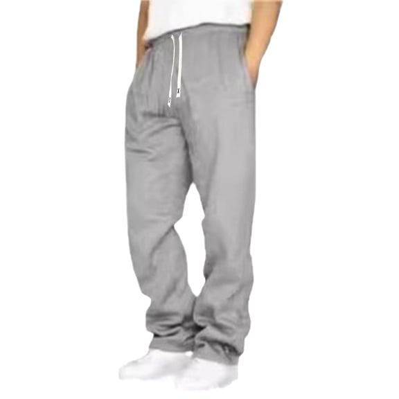 dGslk Men's Fleece Lined Sweatpants Warm Winter Joggers Athletic Drawstring Waist Casual Loose Fit Trousers for Outdoor Indoor Use Light Gray XL