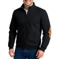 thumbnail image 1 of dGslk Men's Full Zip Stand Collar Lightweight Jacket with Elbow Patch Casual Outerwear for Everyday Comfort and Style Black L, 1 of 1