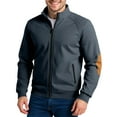 thumbnail image 1 of dGslk Men's Full Zip Stand Collar Lightweight Jacket with Elbow Patch Casual Outerwear for Everyday Comfort and Style Gray S, 1 of 1