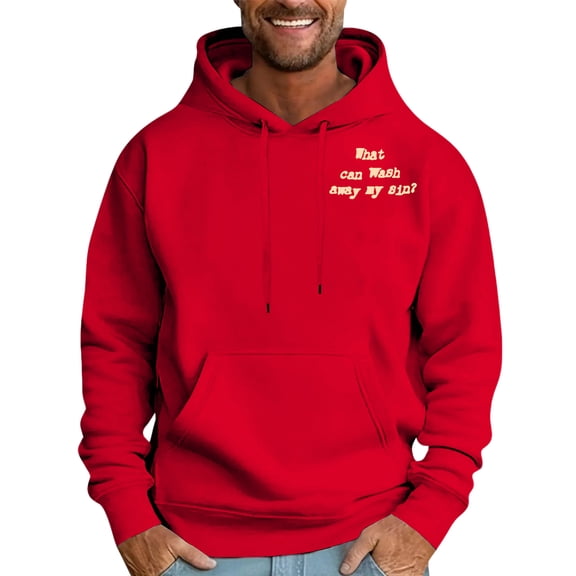 dGslk Men's Hooded Casual Hoodie Red 2XL