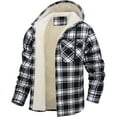 thumbnail image 1 of dGslk Men’s Hooded Sherpa Lined Plaid Flannel Shirt Jacket with Button Down Front and Chest Pocket for Outdoor Workwear Black L, 1 of 2