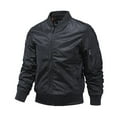 thumbnail image 1 of dGslk Men's Lightweight Bomber Jacket Casual Zip Up Windproof Outerwear Classic Stand Collar Flight Jacket Black XL, 1 of 2