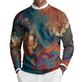 thumbnail image 1 of dGslk Men’s Long Sleeve Crew Neck Pullover with Abstract Floral Print Lightweight Regular Fit Soft Knit Fabric Sweater Top Dark Blue L, 1 of 2
