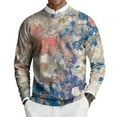 thumbnail image 1 of dGslk Men’s Long Sleeve Crew Neck Sweater with Abstract Floral Print Lightweight Knit Pullover Casual Fit Top for Everyday Wear Royal Blue M, 1 of 2