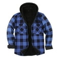 thumbnail image 1 of dGslk Men’s Plaid Flannel Shirt Jacket with Hood Fleece Lined Long Sleeve Button Down Casual Outerwear for Winter Fall Blue L, 1 of 2
