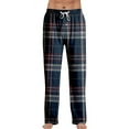 thumbnail image 1 of dGslk Men's Plaid Lounge Pants Soft Lightweight Drawstring Waist Comfortable Relaxed Fit Pajama Bottoms for All Dark Blue S, 1 of 1