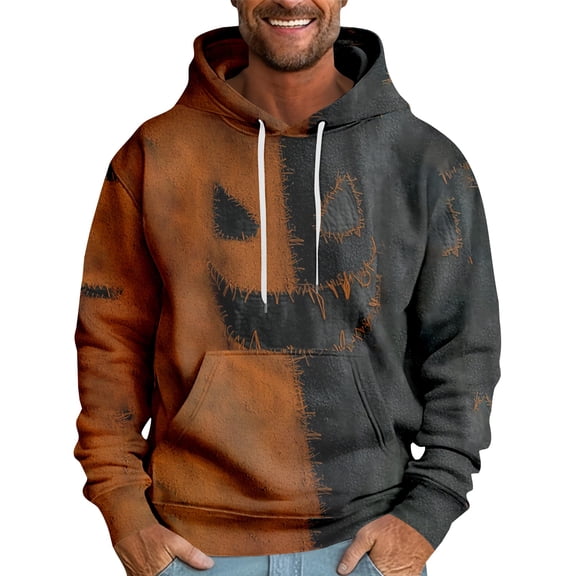 dGslk Men's Pullover Hoodie with Creative Stitched Skull Graphic Long Sleeve Comfortable Casual Sweatshirt for Everyday Wear Navy E M