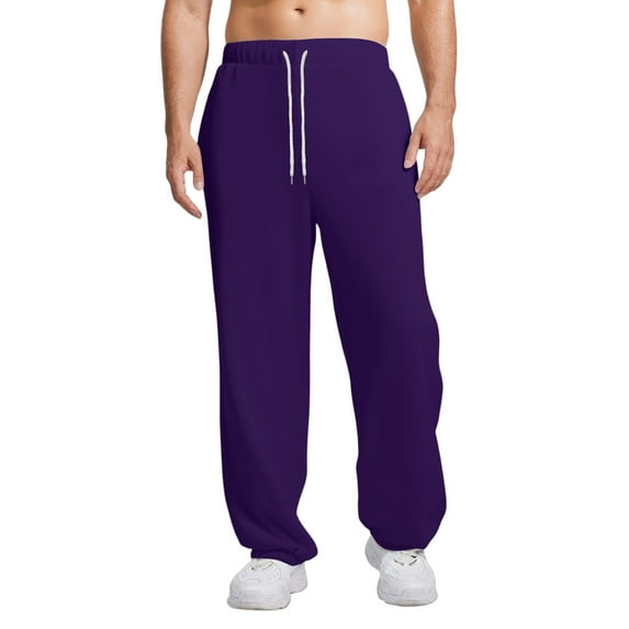 dGslk Mens Casual Drawstring Waist Athletic Sweatpants Relaxed Fit Soft Joggers for Workout Gym Running Home Wear Dark Purple 4XL