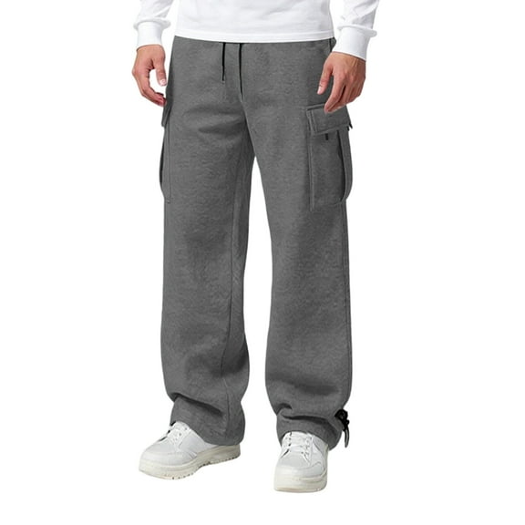 dGslk Mens Casual Loose Fit Cargo Sweatpants with Adjustable Drawstring Waist Multiple Pockets for Everyday Comfort and Utility Wear Dark Gray 2XL