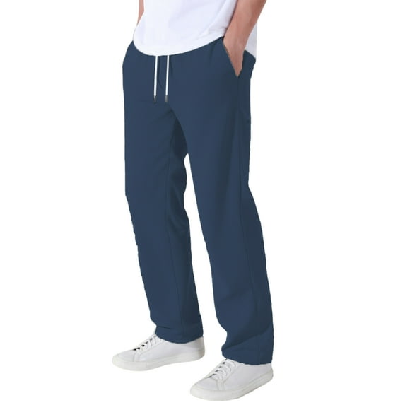 dGslk Mens Casual Loose Fit Drawstring Waist Pants Lightweight Breathable Comfortable Trousers for Daily Wear Lounge Travel Navy XL