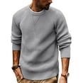 thumbnail image 1 of dGslk Mens Classic Crew Neck Knit Sweater Long Sleeve Pullover Lightweight Casual Slim Fit Soft Warm Jumper for Autumn Winter Spring Light Gray S, 1 of 2