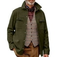 thumbnail image 1 of dGslk Mens Classic Wool Blend Shirt Jacket with Button Down Front and Chest Pockets for Outdoor and Casual Wear Army Green L, 1 of 1