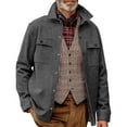thumbnail image 1 of dGslk Mens Classic Wool Blend Shirt Jacket with Button Down Front and Chest Pockets for Outdoor and Casual Wear Dark Gray M, 1 of 1