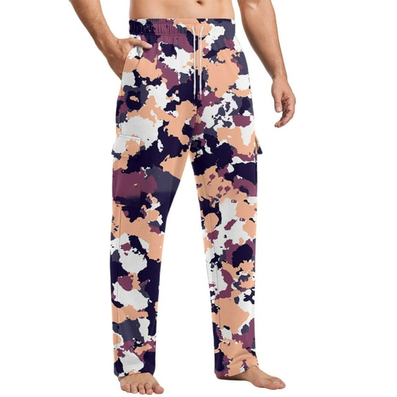 dGslk Mens Comfortable Loose Fit Pajama Pants Soft Lightweight Lounge Trousers with Adjustable Drawstring Waistband Pocket Pink XL