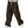thumbnail image 1 of dGslk Mens Corduroy Wide Leg Pants Loose Fit Drawstring Waist Casual Trousers Comfortable Relaxed Fit Streetwear Joggers for Daily Wear Brown M, 1 of 1