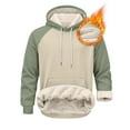 thumbnail image 1 of dGslk Mens Fleece Lined Hoodie Warm Pullover Sweatshirt With Drawstring Hood And Kangaroo Pocket For Cold Weather Comfort Light Green L, 1 of 2