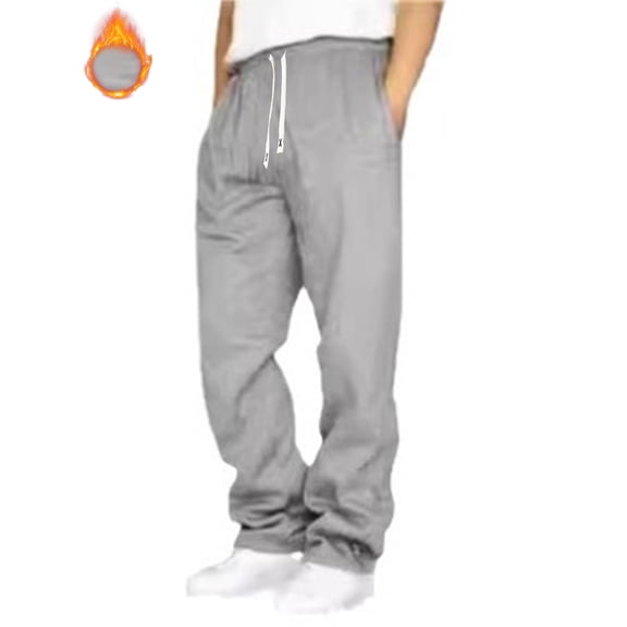 dGslk Mens Fleece Sweatpants Loose Fit Drawstring Waist Warm Joggers with Pockets Soft Athletic Trousers for Casual Wear Light Gray XL