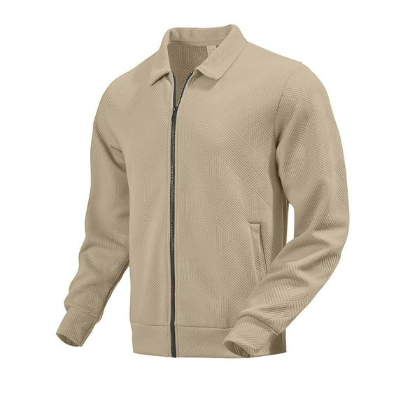 dGslk Mens Lightweight Bomber Jacket Full Zip Casual Stand Collar Windbreaker Comfortable Outerwear with Pockets for Spring Autumn Daily Wear Khaki XL
