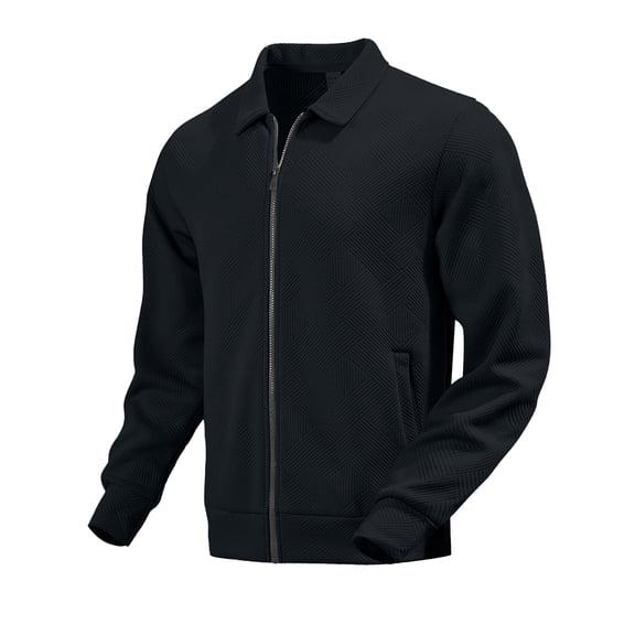 dGslk Mens Lightweight Bomber Jacket Full Zip Casual Stand Collar Windbreaker Comfortable Outerwear with Pockets for Spring Autumn Daily Wear Black S