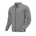 thumbnail image 1 of dGslk Mens Lightweight Bomber Jacket Full Zip Casual Stand Collar Windbreaker Comfortable Outerwear with Pockets for Spring Autumn Daily Wear Gray L, 1 of 2