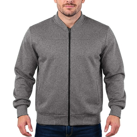 dGslk Mens Lightweight Full Zip Bomber Jacket Casual Stand Collar Long Sleeve Windbreaker Comfortable Fit Outerwear Coat Dark Gray S