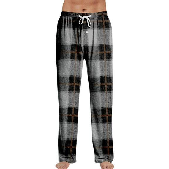dGslk Mens Plaid Pajama Pants Soft Lightweight Sleepwear Lounge Pants with Adjustable Drawstring Waist for Comfort Fit Black L