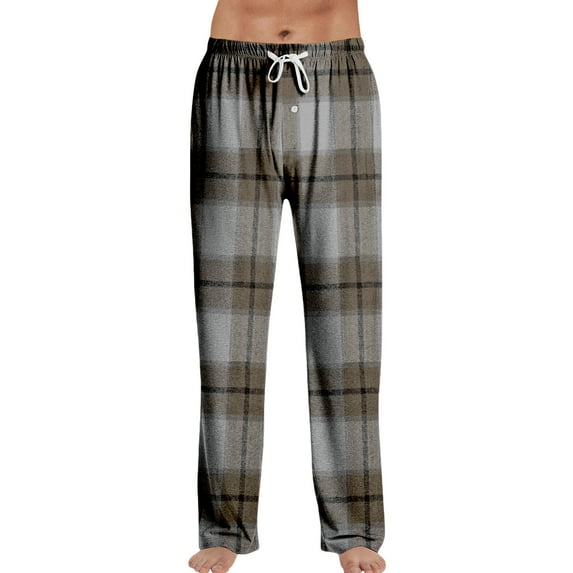 dGslk Mens Plaid Pajama Pants Soft Lightweight Sleepwear Lounge Pants with Adjustable Drawstring Waist for Comfort Fit Light Gray 2XL