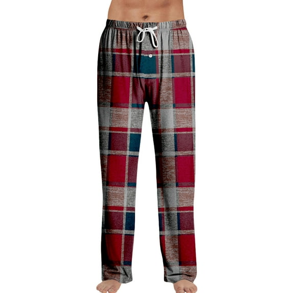 dGslk Mens Plaid Pajama Pants Soft Lightweight Sleepwear Lounge Pants with Adjustable Drawstring Waist for Comfort Fit Red 2XL