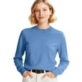 thumbnail image 1 of dGslk Women's Classic Crewneck Long Sleeve Pullover Sweater Soft Lightweight Knit Top for Everyday Comfort and Versatile Styling Blue L, 1 of 5