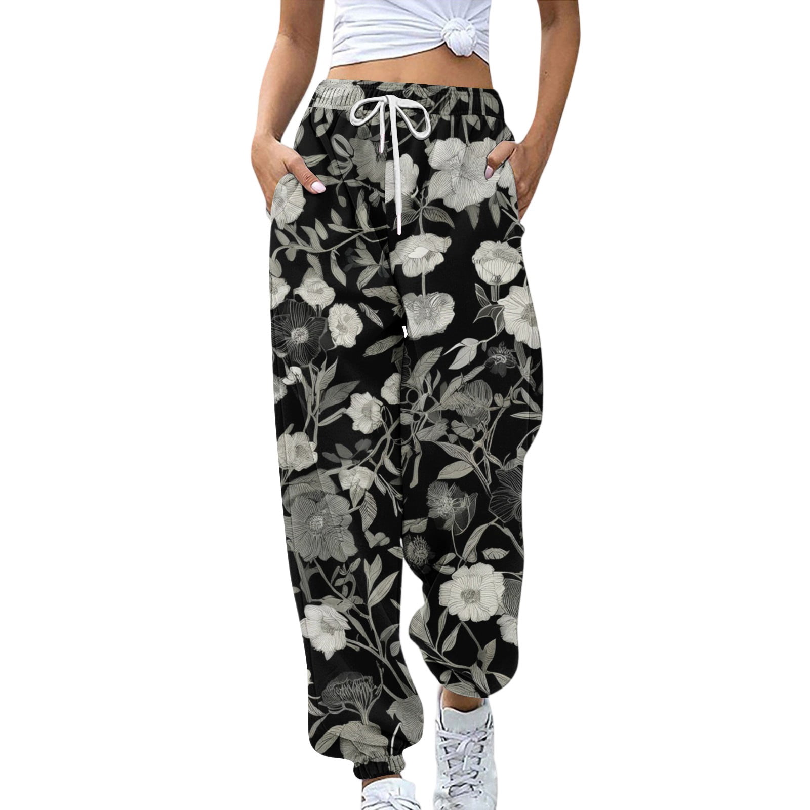 dGslk Women’s Halloween Jogger Sweatpants – Cute Ghost Pumpkin Print ...