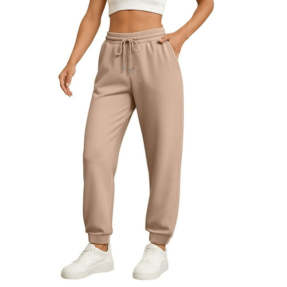 dGslk Women's High Waist Sweatpants with Drawstring, Casual Loose Fit Joggers Pants, Soft Comfy Lounge Pants for Workout, Running, Yoga Khaki XL