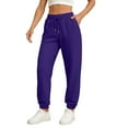 thumbnail image 1 of dGslk Women's High Waist Sweatpants with Drawstring, Casual Loose Fit Joggers Pants, Soft Comfy Lounge Pants for Workout, Running, Yoga Purple M, 1 of 2