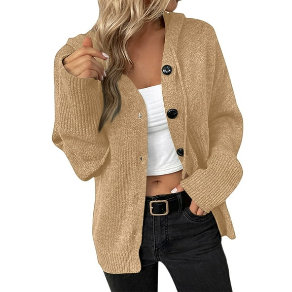 dGslk Women’s Knit Cardigan Button Down Long Sleeve Sweater Open Front Casual Loose Fit Soft Lightweight Outwear for Everyday Wear Camel M
