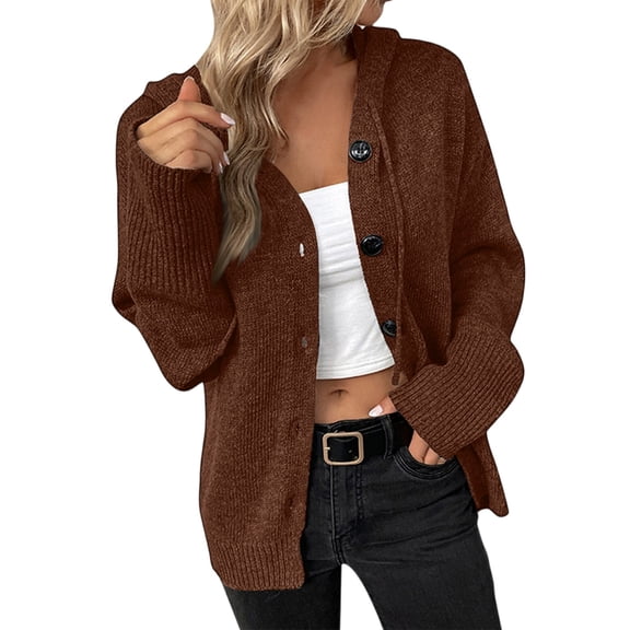 dGslk Women’s Knit Cardigan Button Down Long Sleeve Sweater Open Front Casual Loose Fit Soft Lightweight Outwear for Everyday Wear Light Brown S
