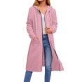 thumbnail image 1 of dGslk Women’s Long Hooded Zip Up Coat Full Length Casual Loose Fit Jacket with Drawstring and Pockets for Daily Wear Pink L, 1 of 1