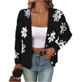 thumbnail image 1 of dGslk Women's New Autum And Winter Flower Pattern Button Front Cardigan Sweater Coat Black M, 1 of 2