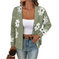 thumbnail image 1 of dGslk Women's New Autum And Winter Flower Pattern Button Front Cardigan Sweater Coat Green L, 1 of 2