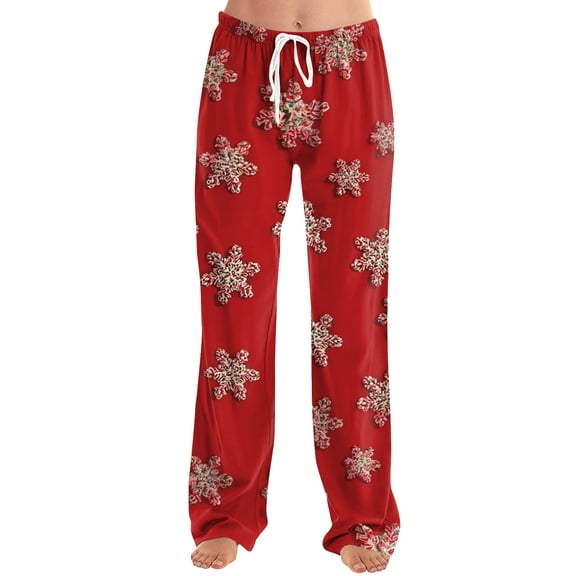 dGslk Women's Soft Pajama Pants with Festive Print Lightweight Drawstring Waist Sleepwear Lounge Bottoms for Comfortable Nights Watermelon Red F 2XL