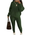thumbnail image 1 of dGslk Women’s Two Piece Knit Sweater Set Long Sleeve Pullover Top and High Waist Pants Casual Lounge Outfits for Fall Winter Army Green L, 1 of 2