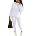 thumbnail image 1 of dGslk Women’s Two Piece Knit Sweater Set Long Sleeve Pullover Top and High Waist Pants Casual Lounge Outfits for Fall Winter White S, 1 of 2