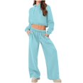 thumbnail image 1 of dGslk Women’s Two Piece Lounge Set Long Sleeve Pullover Hoodie and Wide Leg Pants Casual Relaxed Fit Tracksuit Outfit Sky Blue L, 1 of 2