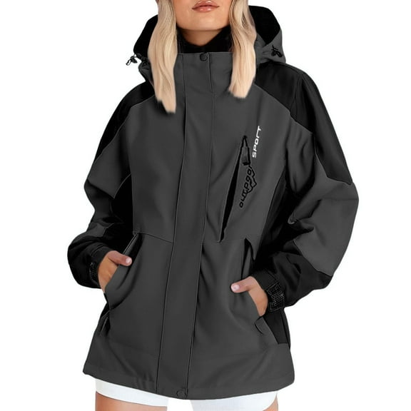 dGslk Women's Waterproof Ski Jacket, Windproof Winter Coat with Hood, Warm Fleece Lined Outdoor Snowboard Jacket for Hiking, Camping, and Snow Sports Black L